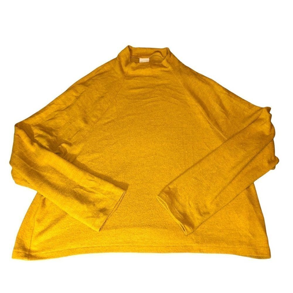 H&M So Soft! Stretch Mustard Fuzzy MedWeight Knit Shirt/Top Sweater Sz S